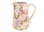 Brocca Decorativa Clayre & Eef 16X11X18 Cm Fiori Di Ceramica Rosa Beige