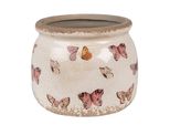 Vaso Da Fiori Clayre & Eef Ø 12X10 Cm Farfalle In Ceramica Rosa Beige