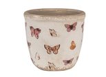 Vaso Da Fiori Clayre & Eef Ø 11X10 Cm Farfalle In Ceramica Rosa Beige