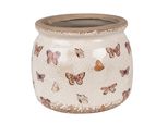Vaso Da Fiori Clayre & Eef Ø 16X13 Cm Farfalle In Ceramica Rosa Beige