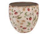 Vaso Da Fiori Clayre & Eef Ø 18X18 Cm Beige Rosso Ceramica Fragole