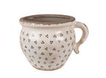 Vaso Da Fiori Clayre & Eef 17X14X12 Cm Beige Nero Ceramica Cuori