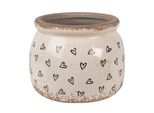Vaso Da Fiori Clayre & Eef Ø 12X10 Cm Beige Nero Ceramica Cuori