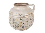 Caraffa Decorativa Clayre & Eef Ø 17X16 Cm Fiori In Ceramica Giallo Beige