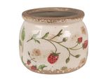 Vaso Da Fiori Clayre & Eef Ø 12X10 Cm Beige Rosso Ceramica Fragole