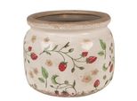 Vaso Da Fiori Clayre & Eef Ø 20X15 Cm Beige Rosso In Ceramica Fragole
