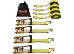 Vevor Set Di 4 Cinghie Di Fissaggio 0,05 X 8 M Cinghia Di Fissaggio 4536 Kg Cinghia Di Fissaggio A Cricchetto Cinghia In Poliestere E Acciaio Al Carbonio Cinghia Di Fissaggio A Cricchetto Ideale Per Moto Biciclette Kayak Utv Barche Atv