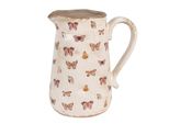 Caraffa Decorativa Clayre & Eef 21X15X23 Cm Farfalle In Vetroceramica Rosa Beige