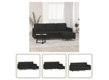 The Living Store Divano A 3 Posti Con Poggiapiedi Nero 180 Cm In Tessuto