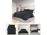 The Living Store Set Di Biancheria Da Letto Nero 200X220 Cm In Cotone