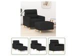 The Living Store Poltrona Con Poggiapiedi Nero 60 Cm In Tessuto