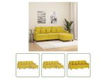 The Living Store Divano A 3 Posti Con Poggiapiedi Giallo 180 Cm In Velluto