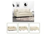 The Living Store Divano A 2 Posti Con Cuscini Decorativi Crema 120 Cm In Ecopelle