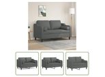 The Living Store Divano A 2 Posti Con Cuscini Decorativi In Tessuto Grigio Scuro Da 120 Cm