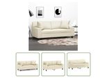 The Living Store Divano A 2 Posti Con Cuscini Decorativi Crema 140 Cm In Ecopelle