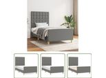 The Living Store Struttura Letto Con Testiera In Tessuto Grigio Scuro 90X190 Cm