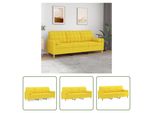 The Living Store Divano A 3 Posti Con Cuscini Decorativi Tessuto Giallo Chiaro 180 Cm