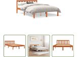 The Living Store Letto In Legno Massiccio Cera Marrone 140X200 Cm Pino