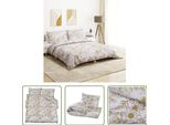 The Living Store Set Di Biancheria Da Letto Bianca E Marrone 260X240 Cm In Cotone