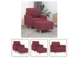 The Living Store Poltrona Con Poggiapiedi In Tessuto Rosso Vino 60 Cm