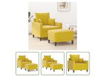 The Living Store Poltrona Con Sgabello Giallo 60 Cm In Velluto