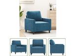 The Living Store Poltrona Blu 60 Cm In Velluto