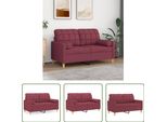 The Living Store Divano A 2 Posti Con Cuscini Decorativi In Tessuto Rosso Vino 120 Cm