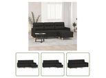 The Living Store Divano A 3 Posti Con Poggiapiedi Nero 180 Cm In Tessuto