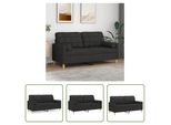 The Living Store Divano A 2 Posti Con Cuscini Decorativi Nero 140 Cm In Tessuto