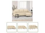 The Living Store Divano 3 Posti Con Poggiapiedi Crema 180 Cm In Tessuto