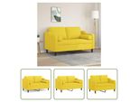 The Living Store Divano A 2 Posti Con Cuscini Decorativi Tessuto Giallo Chiaro 120 Cm