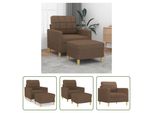 The Living Store Poltrona Con Sgabello Marrone 60 Cm In Tessuto