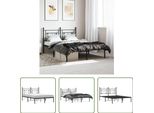 The Living Store Struttura Letto Con Testiera In Metallo Nero 135X190 Cm