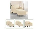 The Living Store Poltrona Con Poggiapiedi Crema 60 Cm In Tessuto