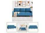 The Living Store Divano A 3 Posti In Velluto Blu 180 Cm