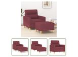The Living Store Poltrona Con Poggiapiedi In Tessuto Rosso Vino 60 Cm