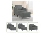 The Living Store Poltrona Con Poggiapiedi In Tessuto Grigio Scuro Da 60 Cm