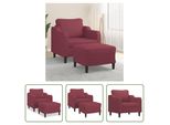 The Living Store Poltrona Con Poggiapiedi In Tessuto Rosso Vino 60 Cm