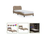 The Living Store Struttura Letto Con Led Cappuccino-Marrone 90X190 Cm In Ecopelle