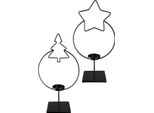 Gilde Teelichtleuchter, Rund, "Stern & Baum"", Sternmotiv, Tannenbaummotiv, Metall, Schwarz, , 2 StüCk Wie Abgebildet, L. 11,5 Cm, B. 20 Cm, H. 39 Cm 27989"