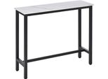 Homcom Tavolo Da Bar Con Aspetto Marmoreo, Tavolo Da Cucina Con Gambe Regolabili Per Soggiorno, Sala Da Pranzo, Acciaio 120 X 40 X 100 Cm Bianco+Nero