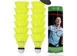 12X Volani Gialli Per Badminton: Per L'allenamento E La Competizione - Volani Per Badminton - Volano Per Uso Esterno E Interno