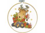 Kit Per Ricamo A Punto Croce Design Works Con Cerchio Da Ricamo "Renna"", Schema Di Conteggio, Diam. 15 Cm"