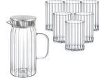 Brocca In Vetro Wilmax 1000 Ml Con 6 Bicchieri 200 Ml, WL-888219/A-888623/A6