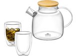 Teiera In Vetro Wilmax (1200Ml) + 2 Bicchieri Da Tè (400Ml) WL-888826/A-888734/A2