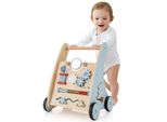 Costway Girello In Legno, Girello 2 In 1 Con Centro Di Apprendimento Multiattività