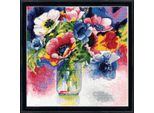 Kit Per Ricamo A Punto Croce Design Works "Anemoni In Acquerello"", Schema Contato, 30X30Cm"