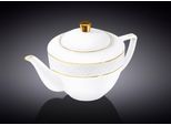 Teiera Wilmax Con Linee Dorate 900 Ml - Elegante Teiera In Porcellana - WL-880102452/A