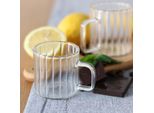 Tazza In Vetro Termico Wilmax Con Scanalature, 250 Ml - WL-888615/A