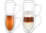 Set Di 4 Bicchieri In Vetro A Doppia Parete Wilmax, 400 Ml E 250 Ml, WL-888741 - 739/A2